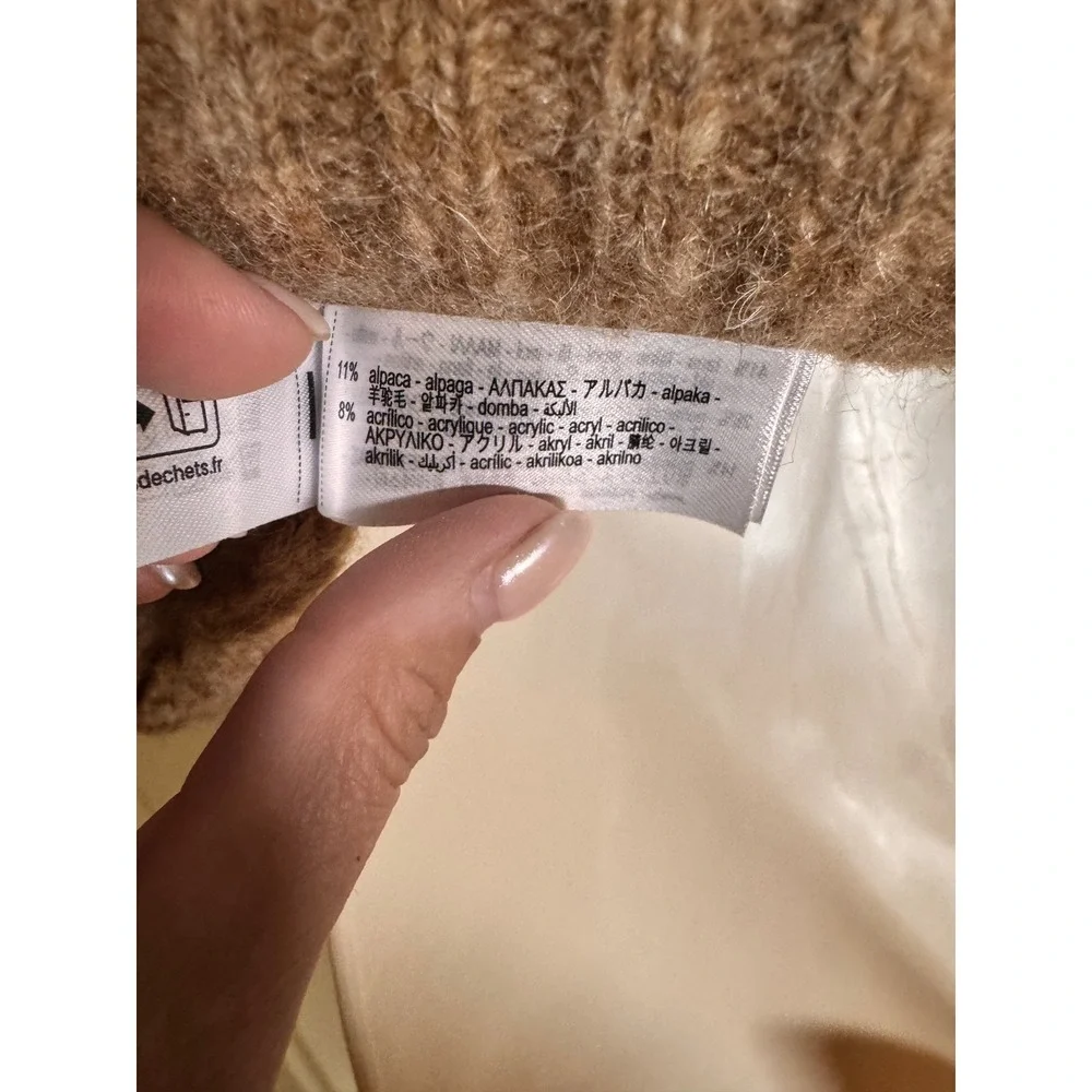 Zara Brown Wool Alpaca Blend Ruffle‎ Sleeve Knit Vest Sweater NEW S